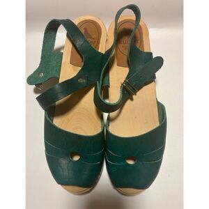 Stylish Green Leather Mules by Lotta From Stockholm